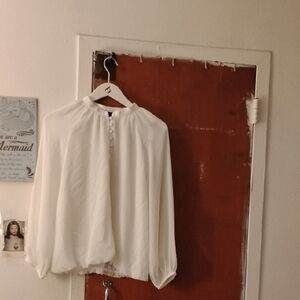 Ann Taylor Cream Button-Up Blouse